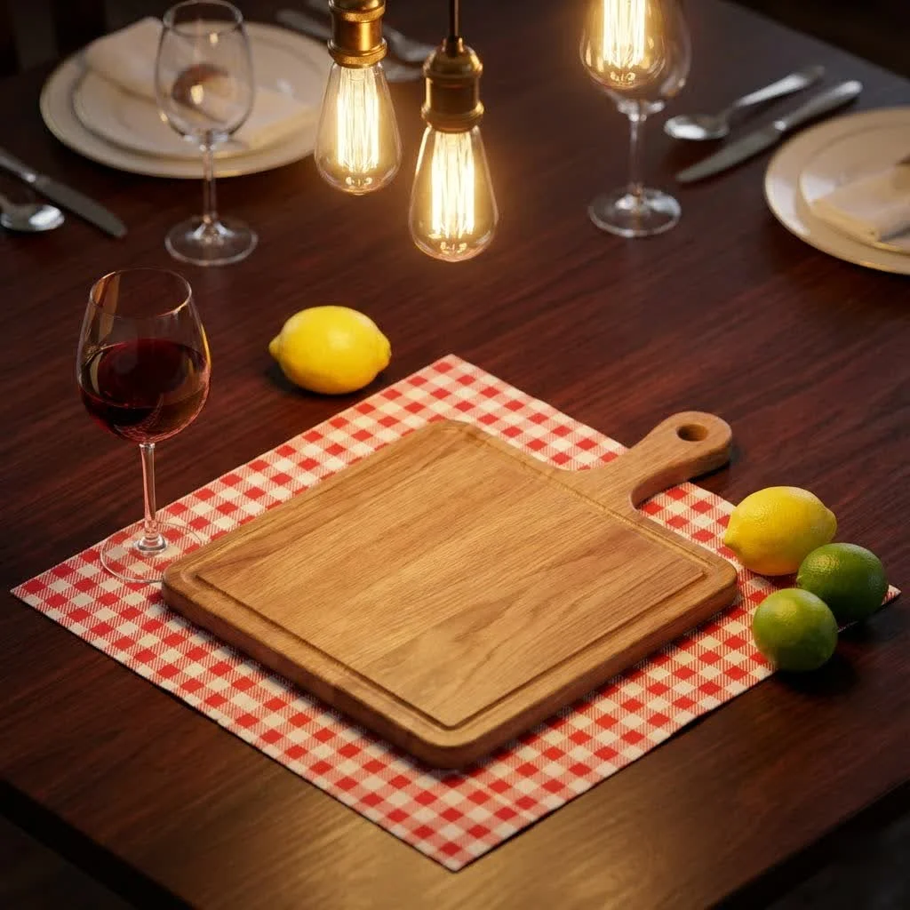 Wooden bread cutting board with crumb catcher