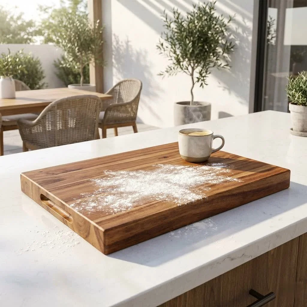 Beautiful olive wood cutting board with rich grain patterns