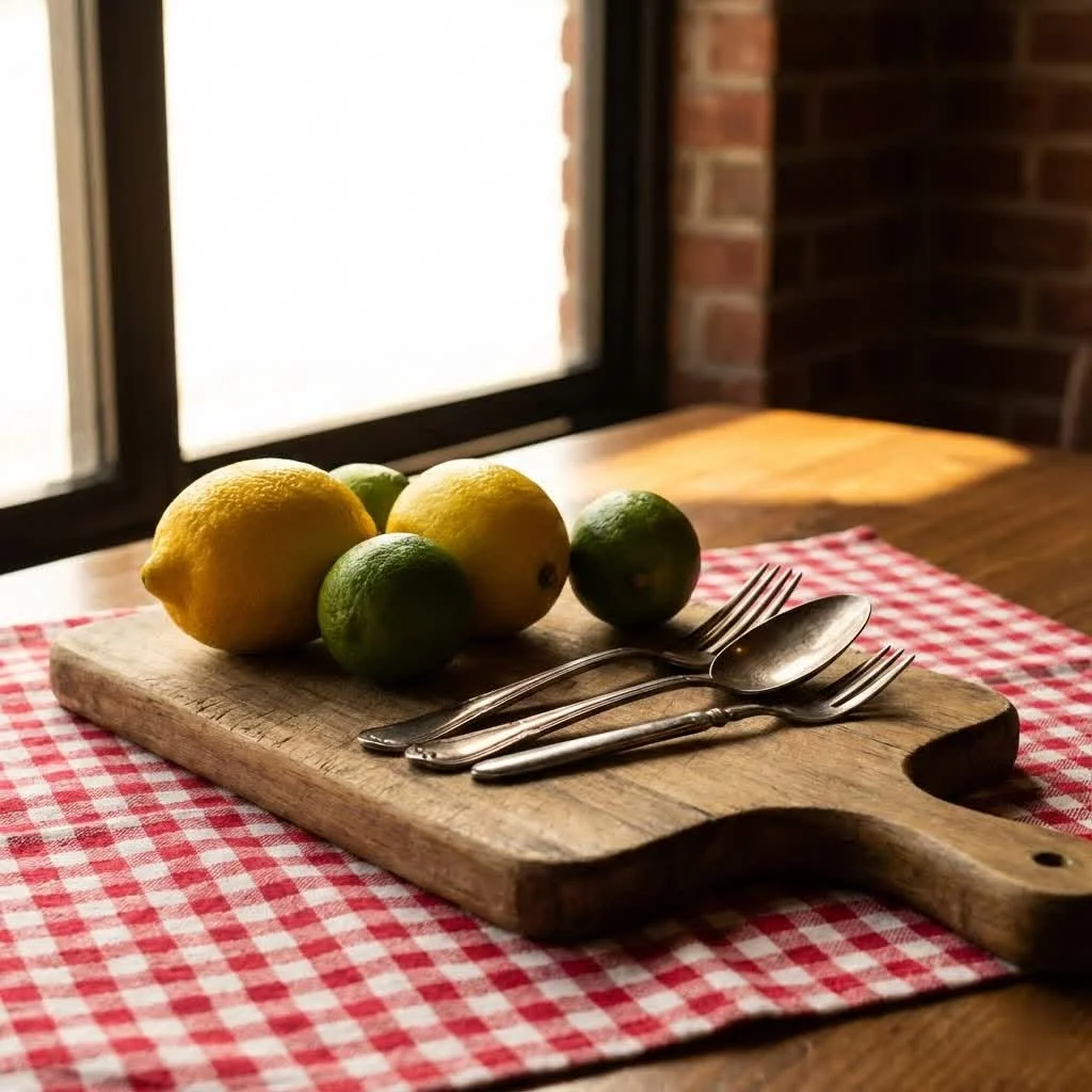Close-up of a clean, non-porous cutting board in a modern kitchen