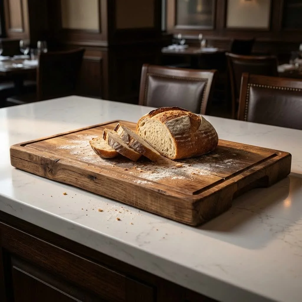 Footed cutting board with non-slip feet