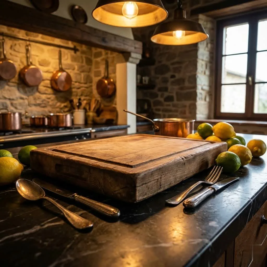 Acacia wood cutting board with rich grain patterns