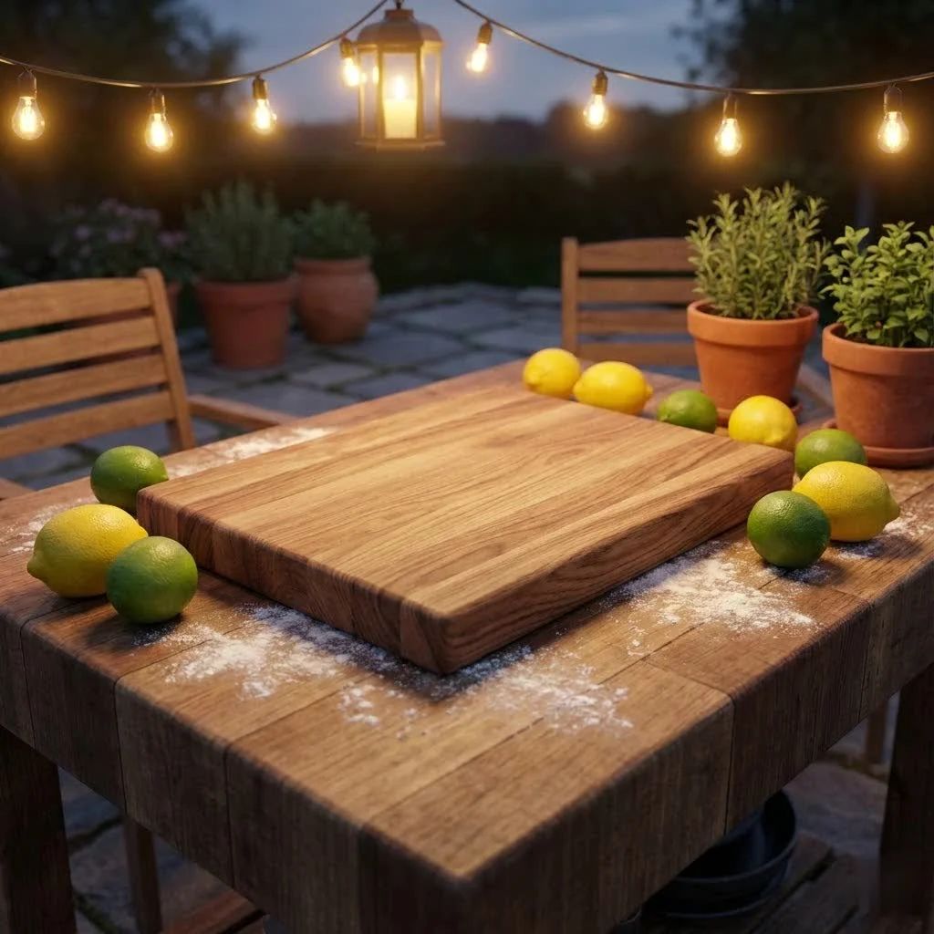 Hard maple cutting board on a kitchen counter