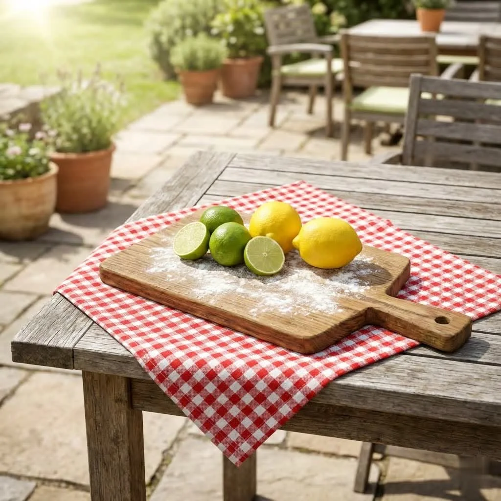 Close-up of a chef's knife slicing vegetables on a rubber cutting board