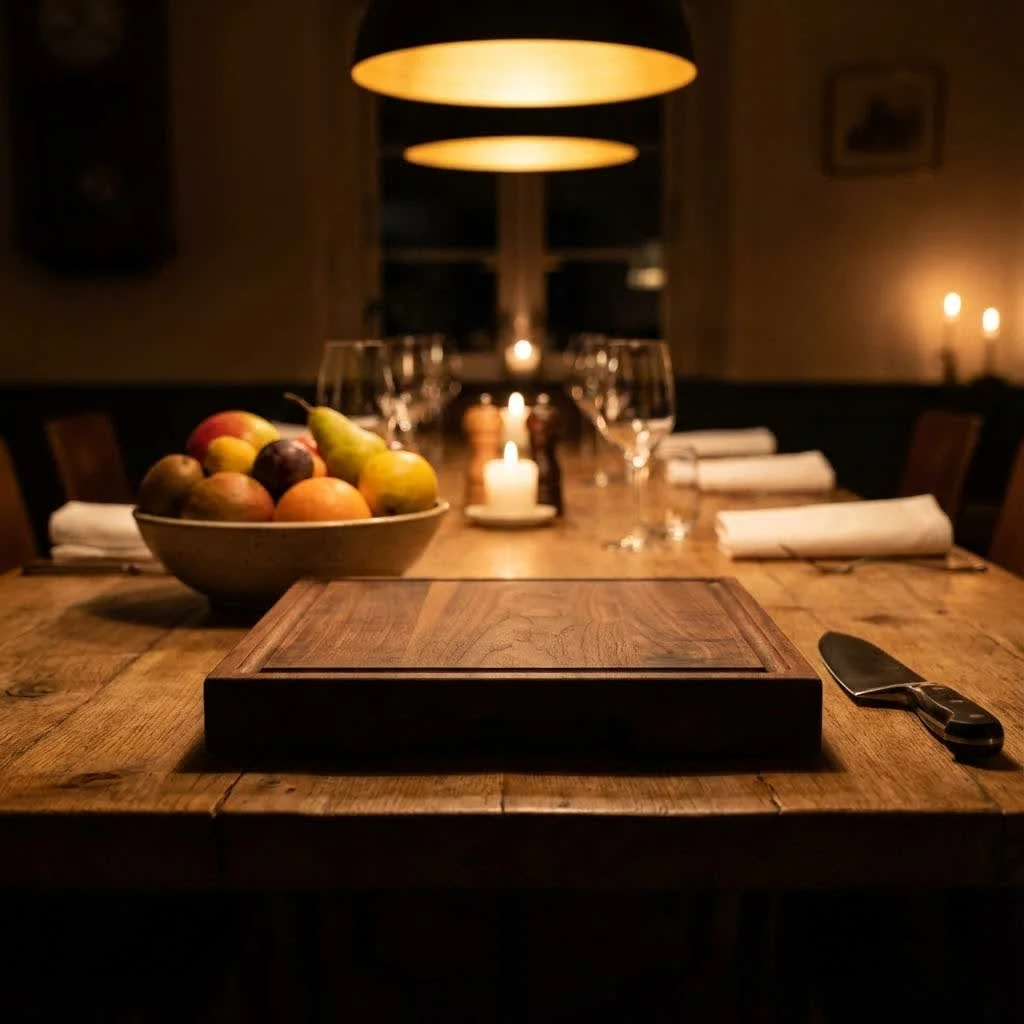 Stainless steel cutting board with vegetables